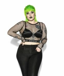 ACDC Womens Blackcraft - Women's Fishnet Long Sleeve Crop