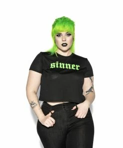 Blackcraft Cult Green Sinner - Flowy Crop Tee Womens