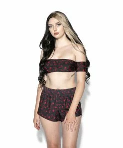 ACDC Womens Pentagram Rose Swim Shortie