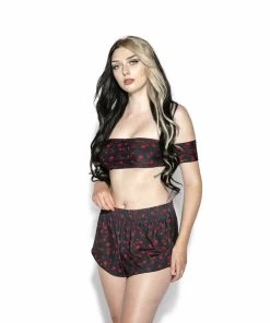ACDC Womens Pentagram Rose Swim Shortie