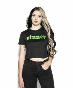 Blackcraft Cult Green Sinner - Flowy Crop Tee Womens