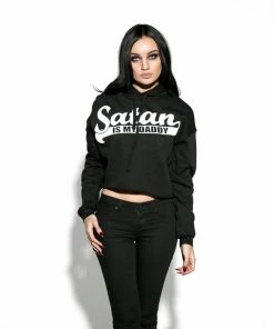 Blackcraft Cult Satan Is My Daddy - Women's Cropped Hoodie
