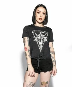 ACDC Womens Six Eyed Baphomet - Tie Front Crop Tee