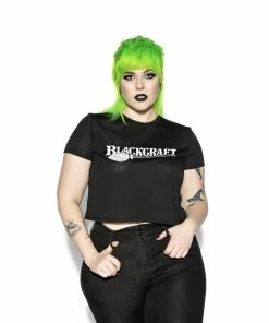 Blackcraft Cult Womens Blackcraft Broom Logo - Flowy Crop Tee