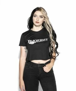 Blackcraft Cult Womens Blackcraft Broom Logo - Flowy Crop Tee