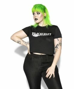 Blackcraft Cult Womens Blackcraft Broom Logo - Flowy Crop Tee