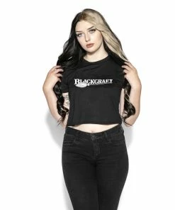 Blackcraft Cult Womens Blackcraft Broom Logo - Flowy Crop Tee