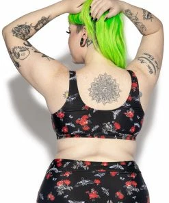 ACDC BC Dark Floral Tie Front Bikini Top