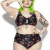 ACDC BC Dark Floral Tie Front Bikini Top
