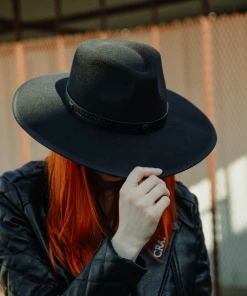 HK East Accessories Staple Logo - Wide Brim Fedora