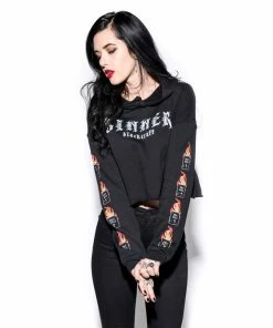 Blackcraft Cult Sinner - Women's Cropped Hoodie Womens
