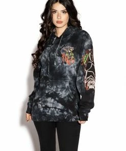 Blackcraft Cult Bats Roost - Black Tie Dye Hooded Pullover Mens