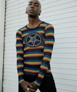 ACDC Believe In Yourself - Rainbow Long Sleeve Mesh Top Mens