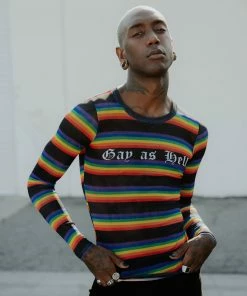 ACDC Mens Gay As Hell - Rainbow Long Sleeve Mesh Top 11 ACDC Mens Gay As Hell - Rainbow Long Sleeve Mesh Top