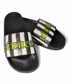HK East Mens Beetle Striped Sinner - Premium Pool Slides