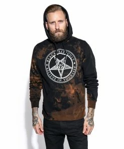 Blackcraft Cult Believe In Yourself - Bleach Wash Hooded Pullover Sweater Mens