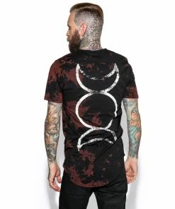 Blackcraft Cult Triple Moon Bleach Wash- Unisex Tall Tee Mens