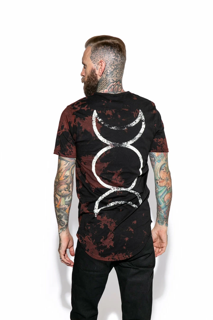 Blackcraft Cult Triple Moon Bleach Wash- Unisex Tall Tee Mens 3 Blackcraft Cult Triple Moon Bleach Wash- Unisex Tall Tee Mens