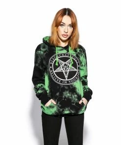 ACDC Believe In Yourself - Green Lightning Dye Hooded Pullover Mens