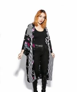 ACDC Womens Dark Floral Long Duster - Kimono