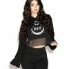 ACDC Womens Moth Moon - Wide Sleeve Crop Hoodie