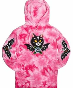 Blackcraft Cult Frickin' Bats - Pink Tie Dye Hooded Pullover Mens