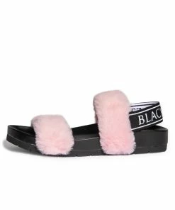 HK East Womens Esme - Pink Staple Faux Fur Slide
