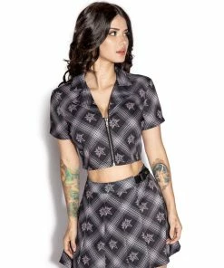 ACDC Womens BCC Goat Pink Plaid - Zip Crop