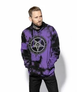 ACDC Believe In Yourself - Purple Lightning Dye Hooded Pullover Mens