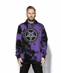 ACDC Believe In Yourself - Purple Lightning Dye Hooded Pullover Mens