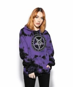 ACDC Believe In Yourself - Purple Lightning Dye Hooded Pullover Mens