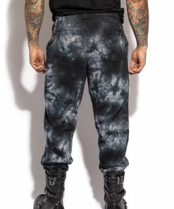 Blackcraft Cult Mens Bat Roost - Black Tie Dye Joggers