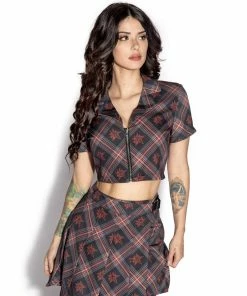 ACDC Womens BCC Goat Red Plaid - Zip Crop