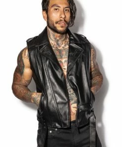 HK East Mens BCC Faux Leather Vest