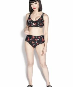 ACDC Womens BC Dark Floral High Waisted Bikini Bottom