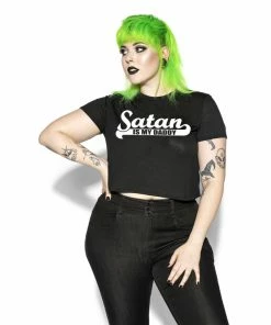 Blackcraft Cult Satan Is My Daddy - Flowy Crop Tee
