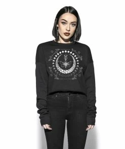 Blackcraft Cult Womens Moth Moon Phase - Women's Cropped Crewneck