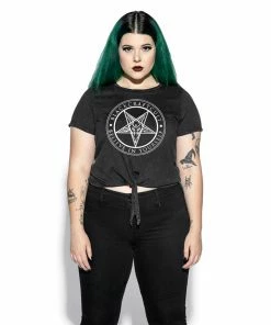 ACDC Womens Believe In Yourself - Tie Front Crop Tee