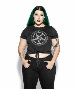 ACDC Womens Believe In Yourself - Tie Front Crop Tee