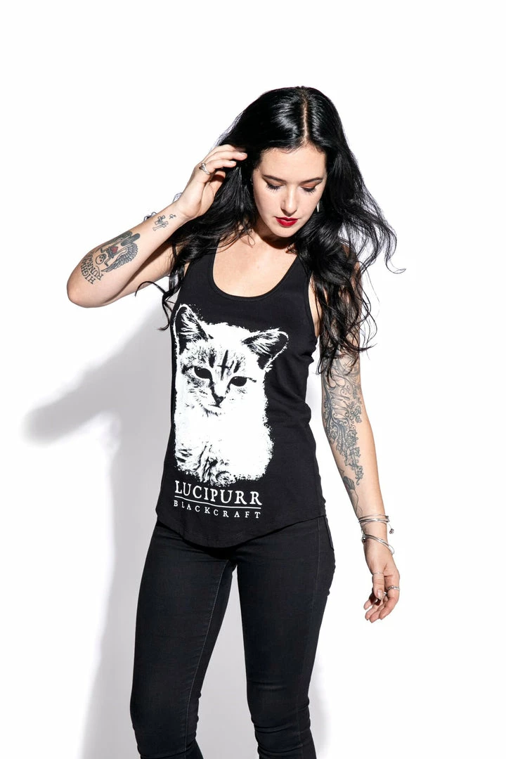 Blackcraft Cult Womens Lucipurr - Racerback Tank 3 Blackcraft Cult Womens Lucipurr - Racerback Tank