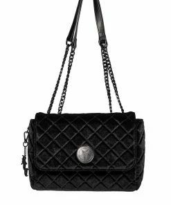 IDS Bags / Wallets Black Velvet - Quilted Flap Satchel