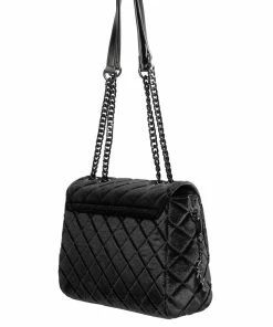 IDS Bags / Wallets Black Velvet - Quilted Flap Satchel
