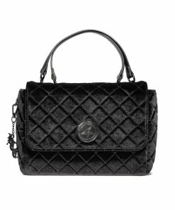 IDS Bags / Wallets Black Velvet - Quilted Flap Satchel