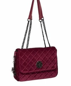 IDS Oxblood Velvet - Quilted Flap Satchel
