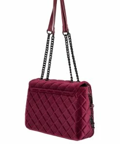 IDS Oxblood Velvet - Quilted Flap Satchel