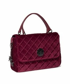 IDS Oxblood Velvet - Quilted Flap Satchel