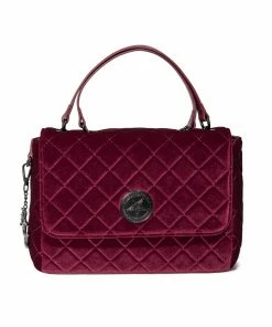 IDS Oxblood Velvet - Quilted Flap Satchel